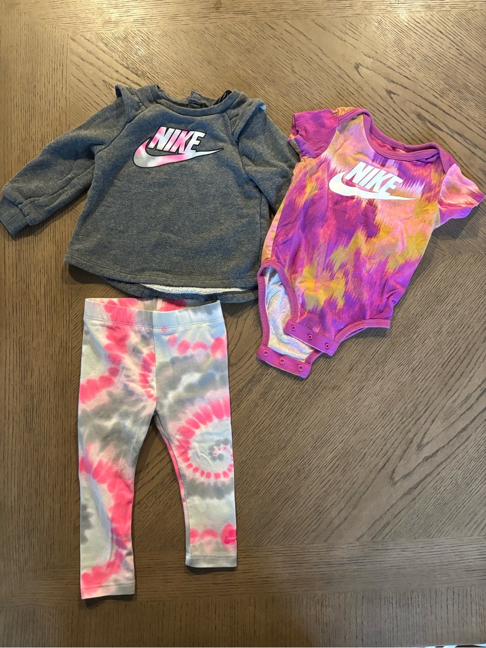 Nike Gray Baby Sweatshirt with Pink Gradient Logo